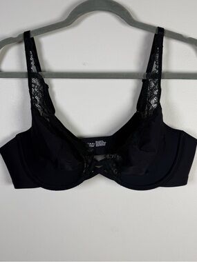 Soma Essentials Unlined Lace Trim Plunge Bra Black Size 38C NWT